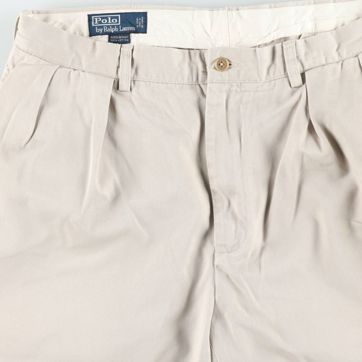 Ralph Lauren POLO by Ralph Lauren ANDREW PANT Two-pleat chino pants for men, equivalent to w36 cotton Beige type Vintage Second Hand