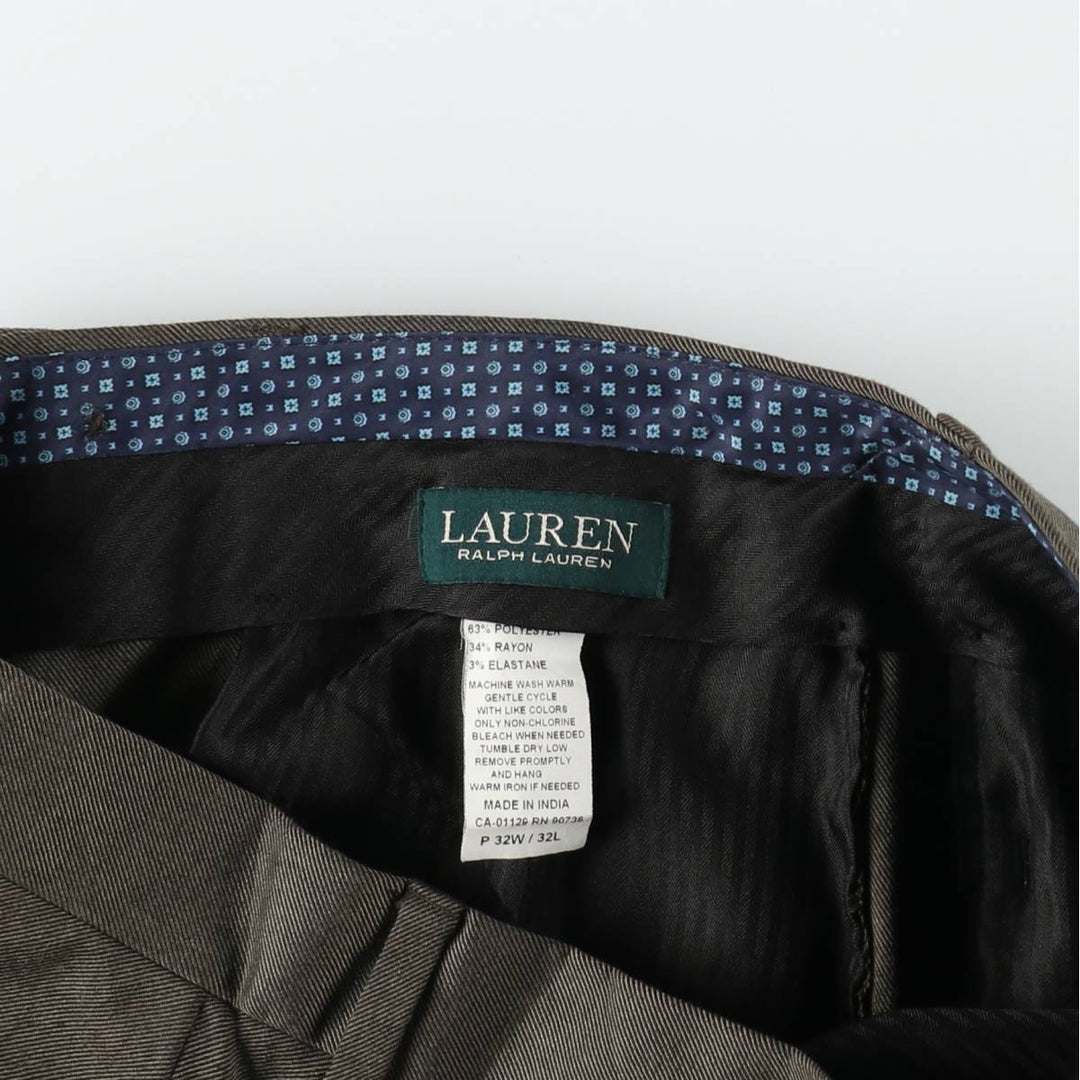 Ralph Lauren LAUREN Men's Slacks Pants, Size W32 (approx.) polyester brown type Vintage Second Hand