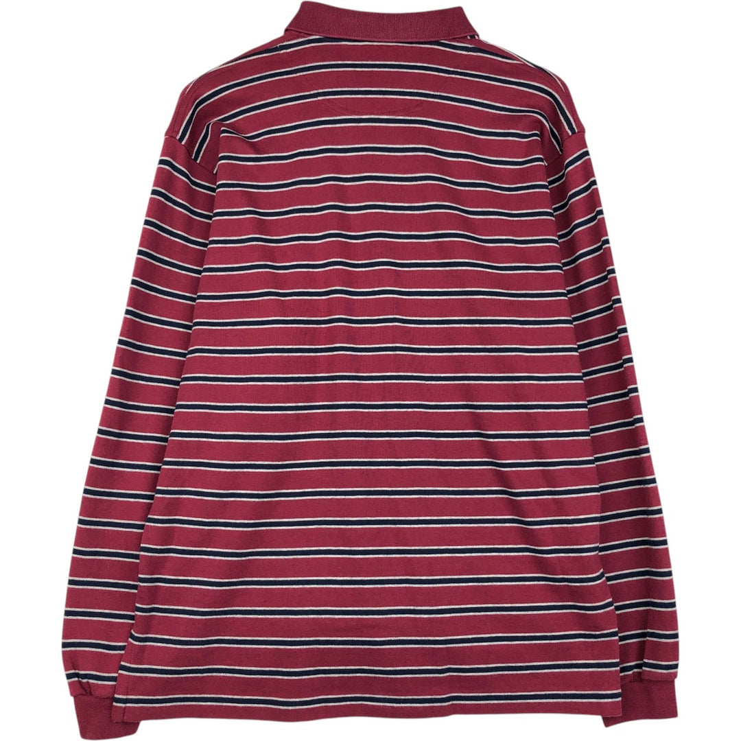 Brooks Brothers Golden Fleece Long-Sleeve Striped Polo Shirt, Men's Size M (approx.) cotton wine-red Vintage Second Hand