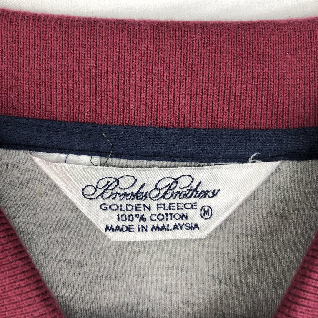 Brooks Brothers Golden Fleece Long-Sleeve Striped Polo Shirt, Men's Size M (approx.) cotton wine-red Vintage Second Hand