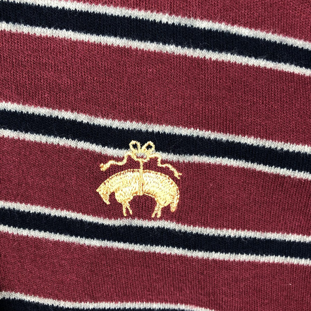 Brooks Brothers Golden Fleece Long-Sleeve Striped Polo Shirt, Men's Size M (approx.) cotton wine-red Vintage Second Hand