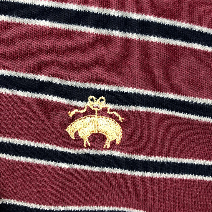 Brooks Brothers Golden Fleece Long-Sleeve Striped Polo Shirt, Men's Size M (approx.) cotton wine-red Vintage Second Hand