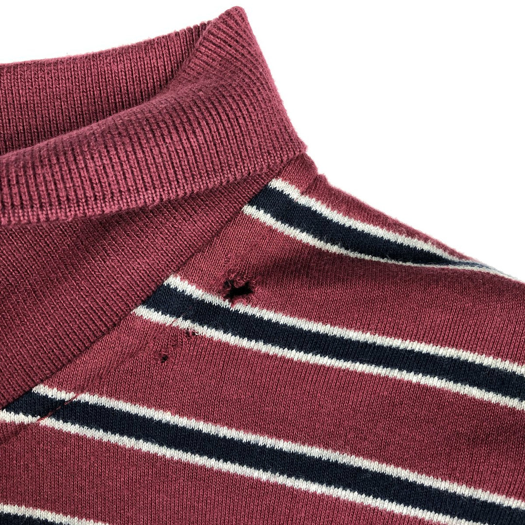 Brooks Brothers Golden Fleece Long-Sleeve Striped Polo Shirt, Men's Size M (approx.) cotton wine-red Vintage Second Hand