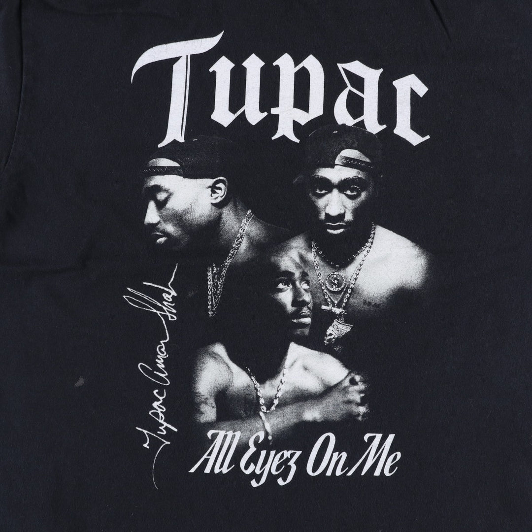 2pac rap t-shirt, men's size L cotton black type Vintage Second Hand