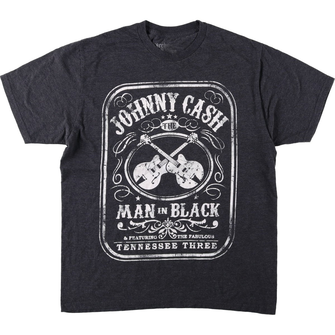 JOHNNY CASH Johnny Cash Band T-shirt Band T Men's L size cotton Charcoal Vintage Second Hand