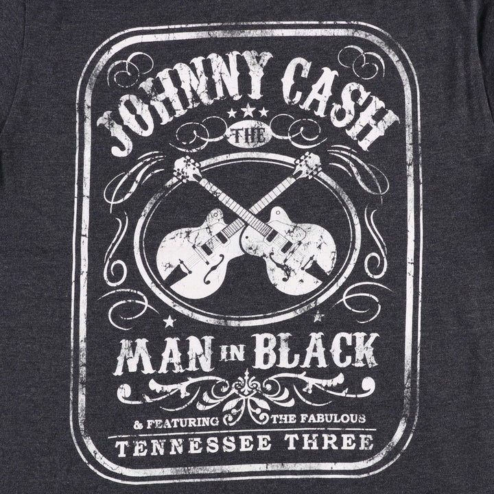 JOHNNY CASH Johnny Cash Band T-shirt Band T Men's L size cotton Charcoal Vintage Second Hand
