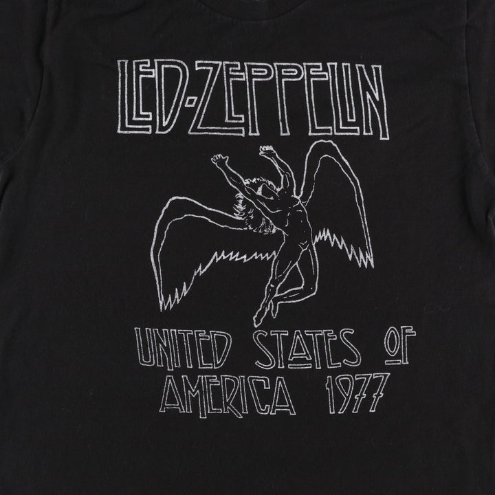 LED ZEPPELIN Led Zeppelin Band T-shirt Band T Men's M size cotton black type Vintage Second Hand