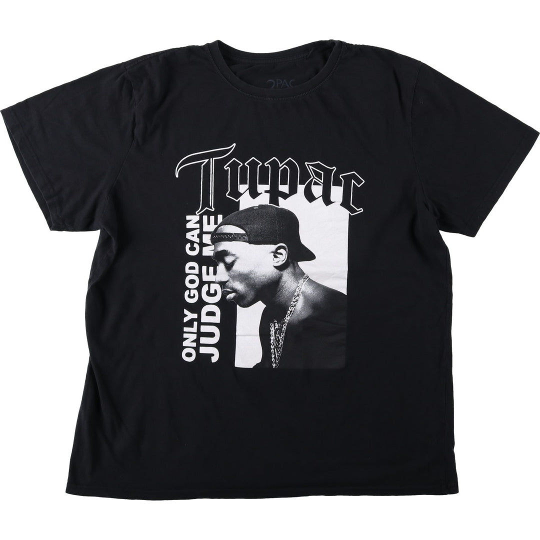 2pac rap t-shirt, men's size L cotton black type Vintage Second Hand
