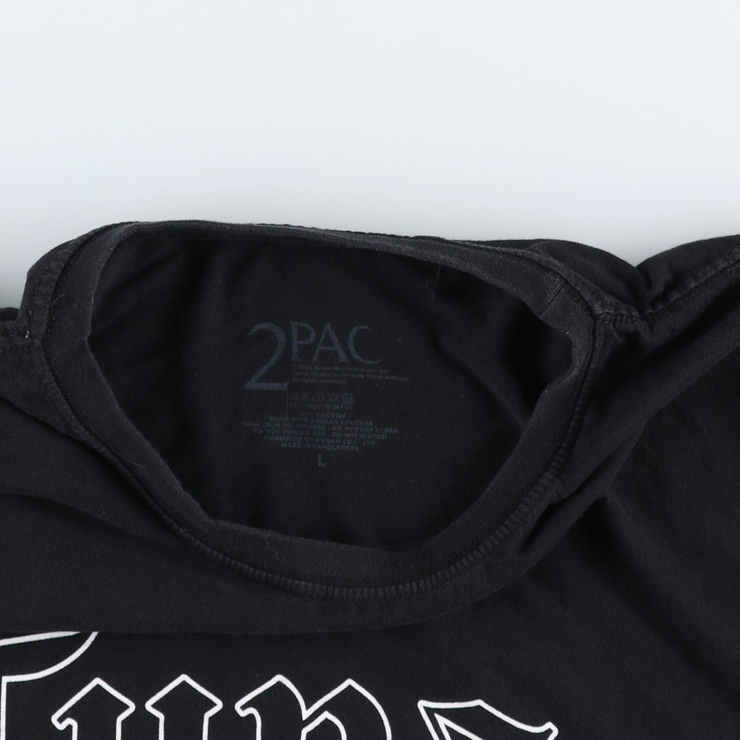 2pac rap t-shirt, men's size L cotton black type Vintage Second Hand