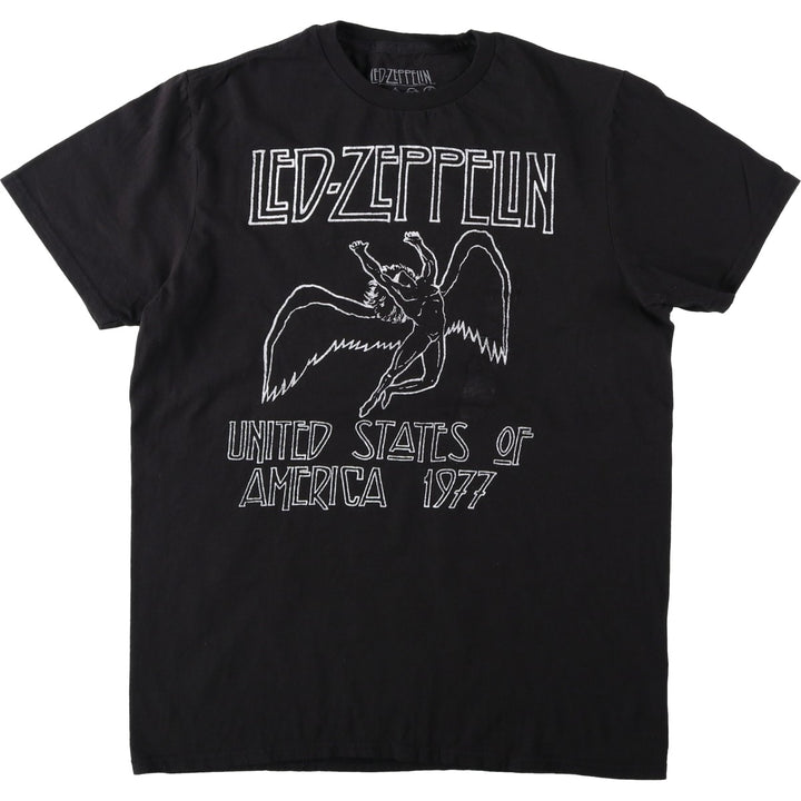 LED ZEPPELIN Led Zeppelin Band T-shirt Band T Men's M size cotton black type Vintage Second Hand