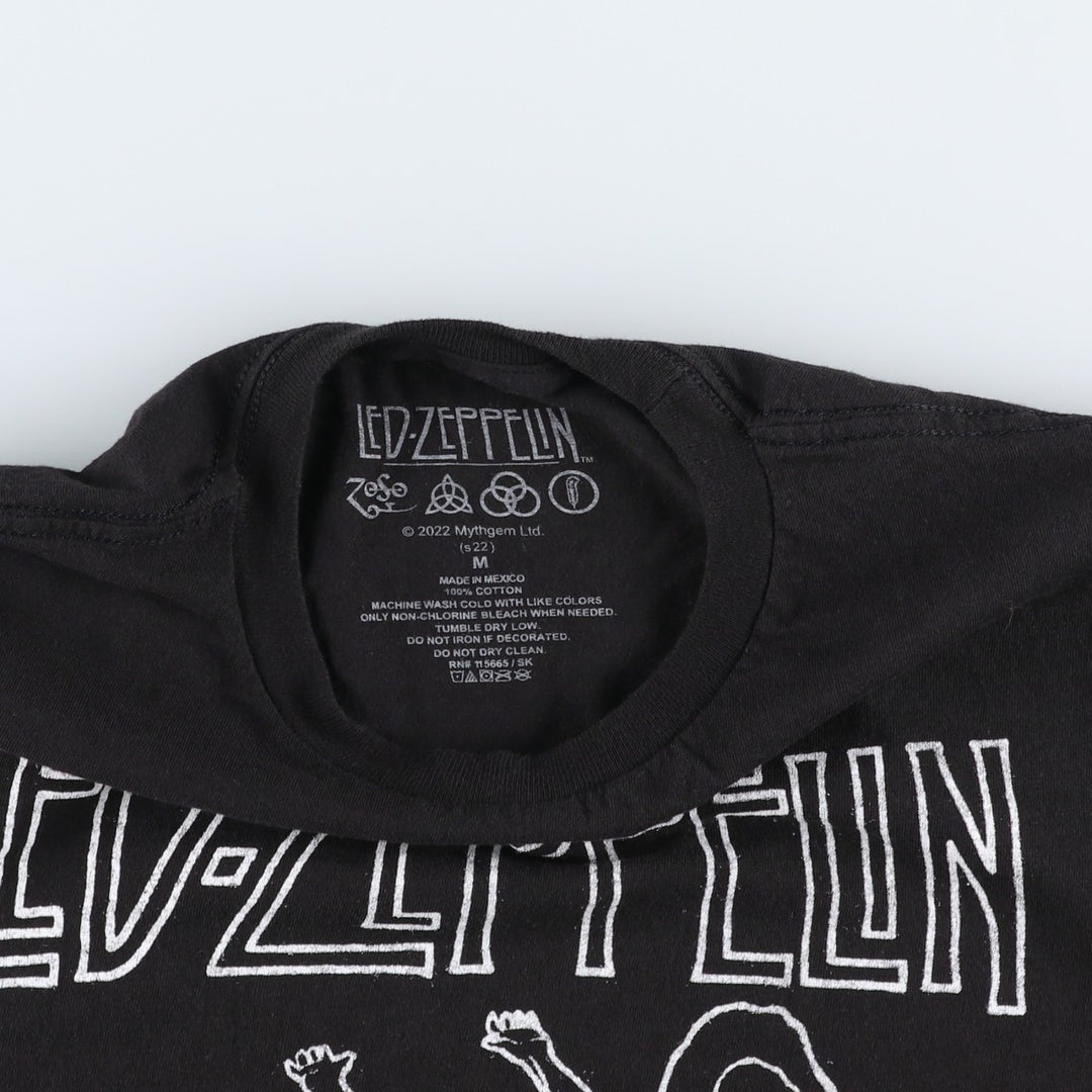 LED ZEPPELIN Led Zeppelin Band T-shirt Band T Men's M size cotton black type Vintage Second Hand