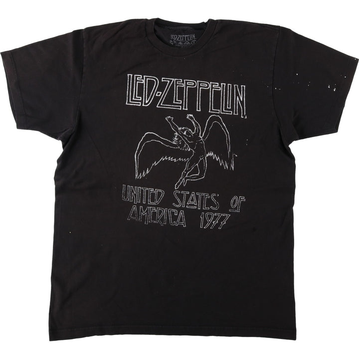 LED ZEPPELIN Led Zeppelin Band T-shirt Band T Men's L size cotton black type Vintage Second Hand