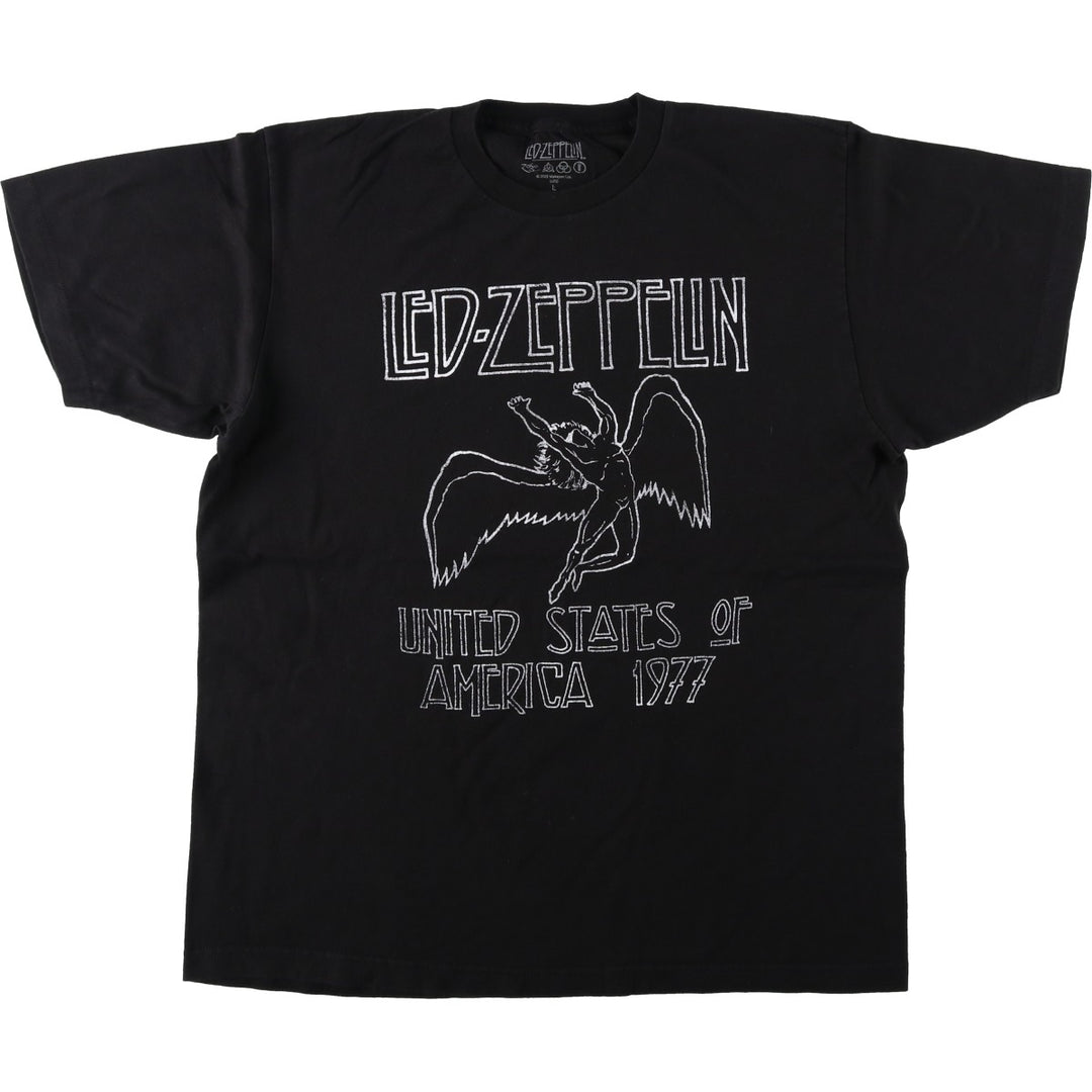 LED ZEPPELIN Led Zeppelin Band T-shirt Band T Men's L size cotton black type Vintage Second Hand