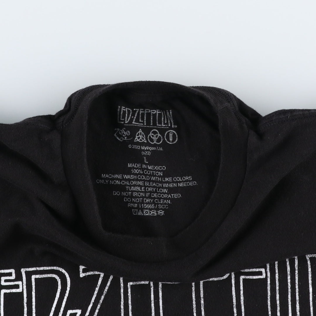 LED ZEPPELIN Led Zeppelin Band T-shirt Band T Men's L size cotton black type Vintage Second Hand