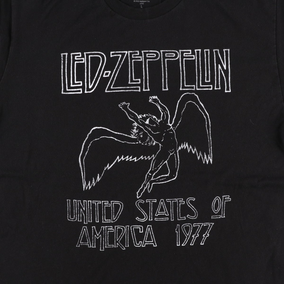 LED ZEPPELIN Led Zeppelin Band T-shirt Band T Men's L size cotton black type Vintage Second Hand