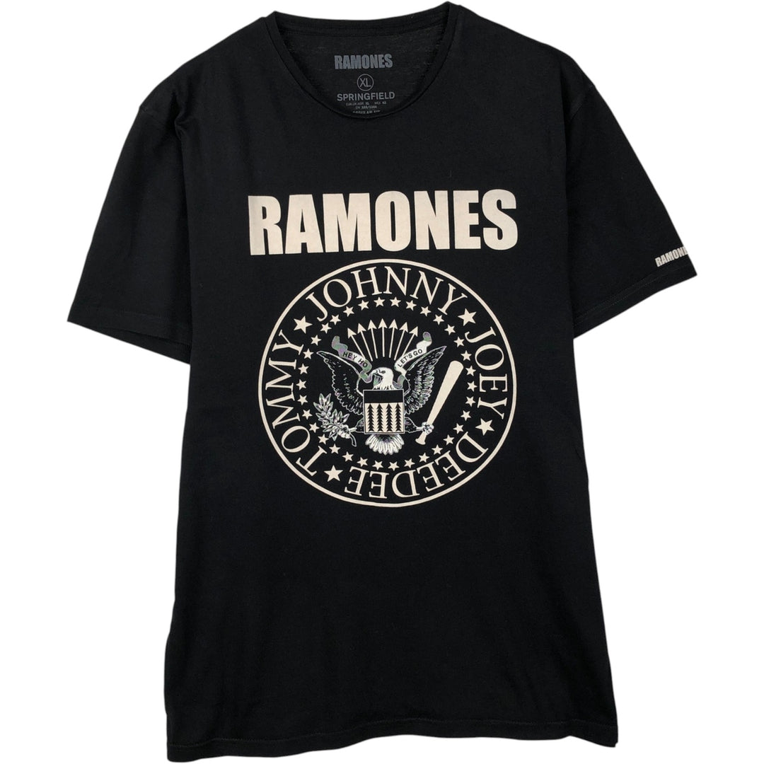 RAMONES Eagle Pattern Band T-Shirt (Men's XL equivalent) unclear black type Vintage Second Hand