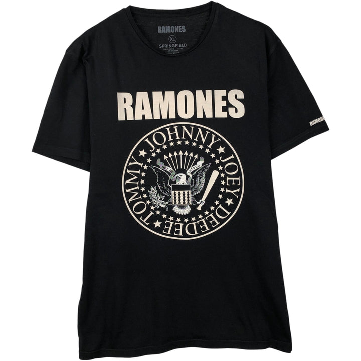 RAMONES Eagle Pattern Band T-Shirt (Men's XL equivalent) unclear black type Vintage Second Hand