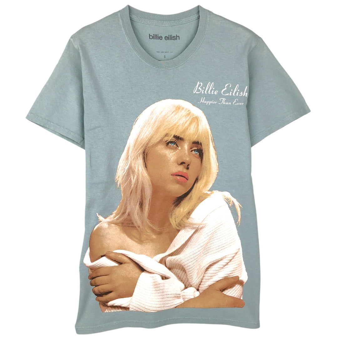 BILLIE EILISH Billie Eilish Band T-shirt Band T Men's S size cotton Blue type light blue Vintage Second Hand