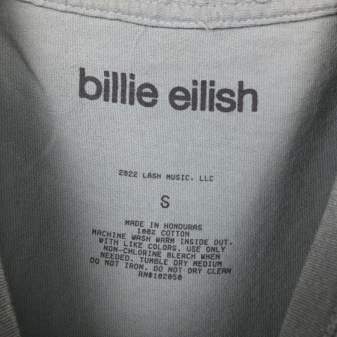 BILLIE EILISH Billie Eilish Band T-shirt Band T Men's S size cotton Blue type light blue Vintage Second Hand