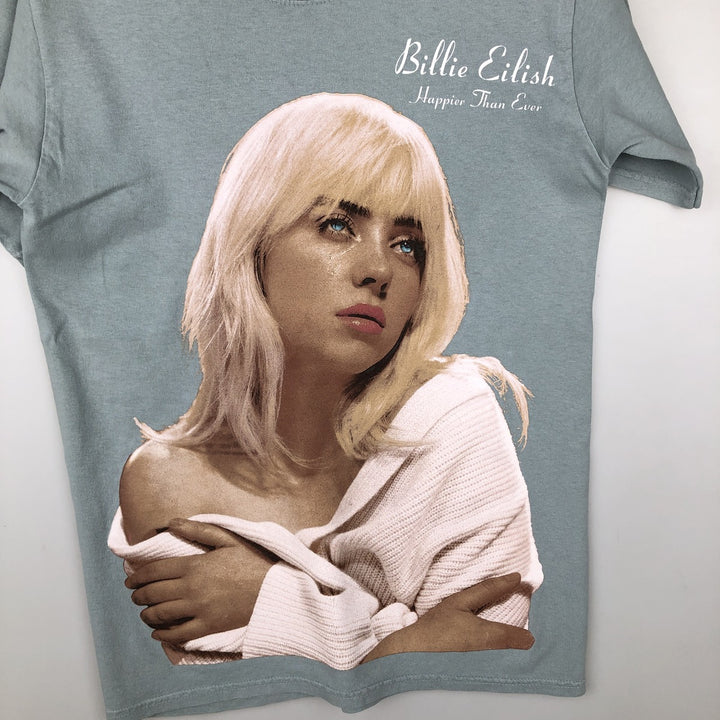 BILLIE EILISH Billie Eilish Band T-shirt Band T Men's S size cotton Blue type light blue Vintage Second Hand
