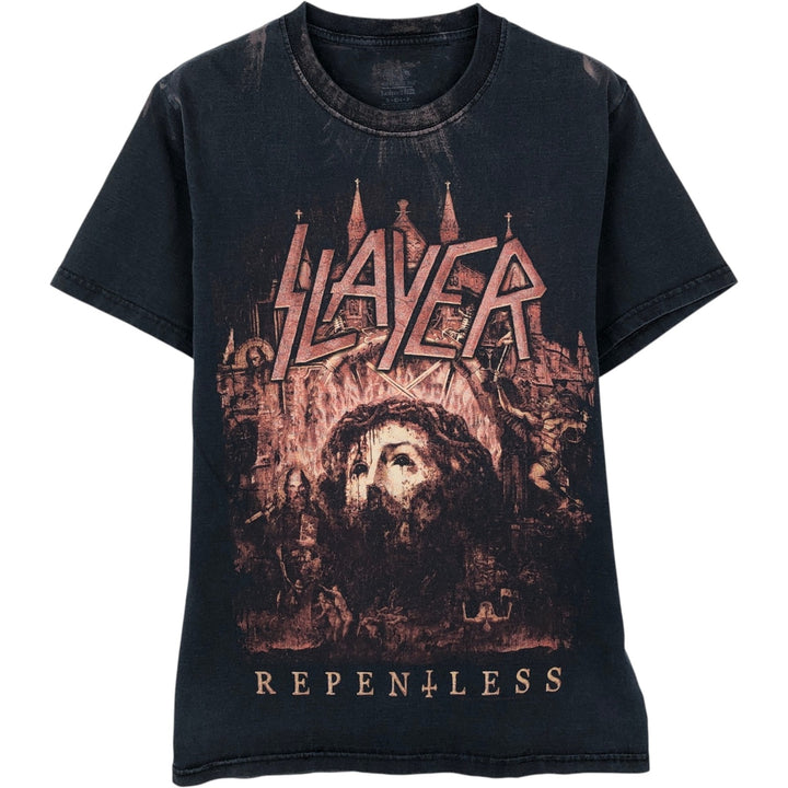 Fruit of the Loom LOFTEEZ HD Slayer Band T-Shirt (Men's Size S) cotton black type Vintage Second Hand