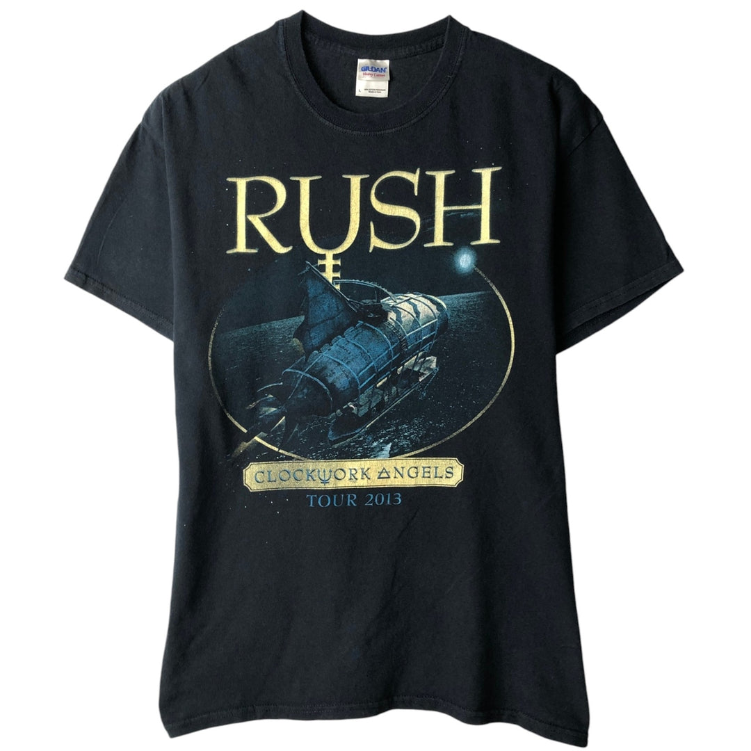 Gildan RUSH Band T-shirt, Men's Size L (approx.) cotton black type Vintage Second Hand