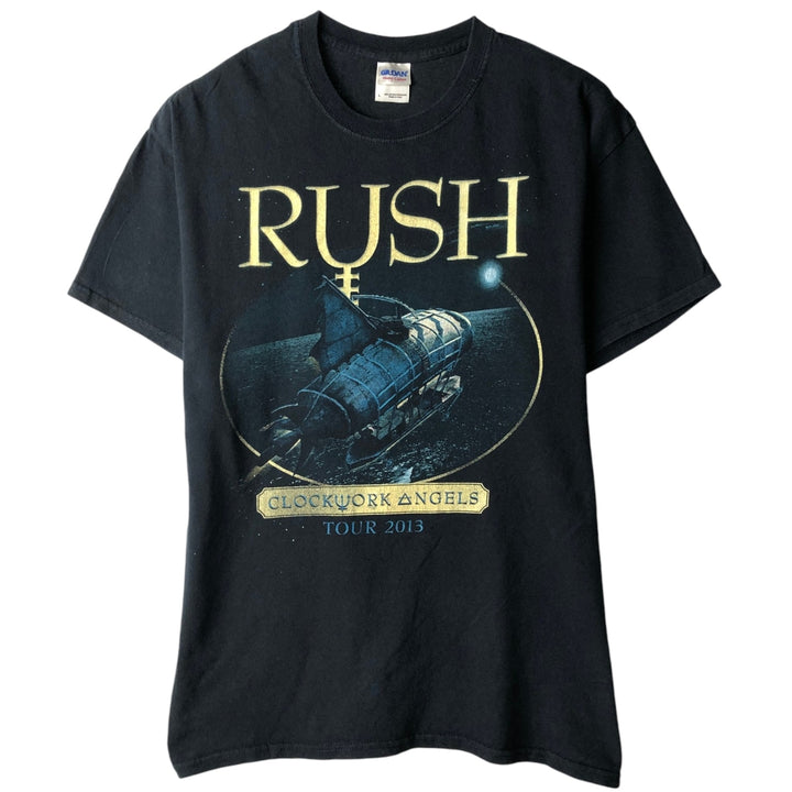 Gildan RUSH Band T-shirt, Men's Size L (approx.) cotton black type Vintage Second Hand