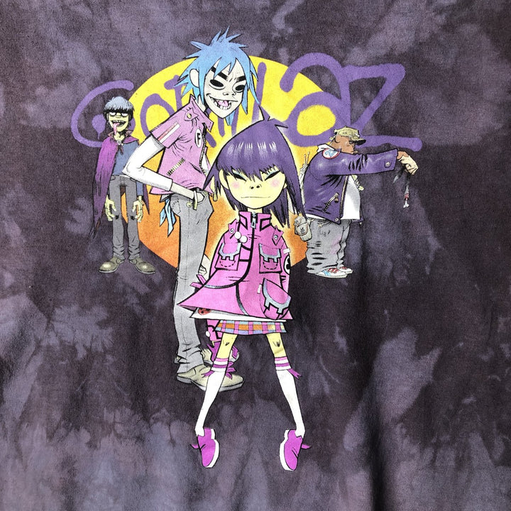 Gildan Gorillaz Tie-Dye Pattern Band T-Shirt (Men's Size L) cotton purple type Vintage Second Hand
