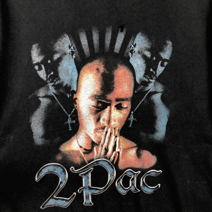 2pac rap t-shirt, men's XL size unclear black type Vintage Second Hand