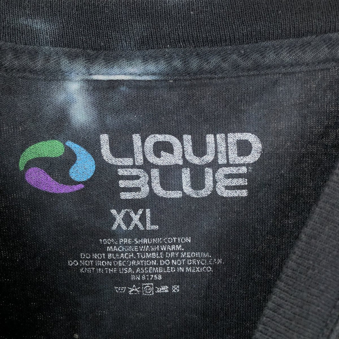 Liquid Blue Slayer Tie-Dye Pattern Band T-Shirt (Men's XXL equivalent) cotton black type Vintage Second Hand