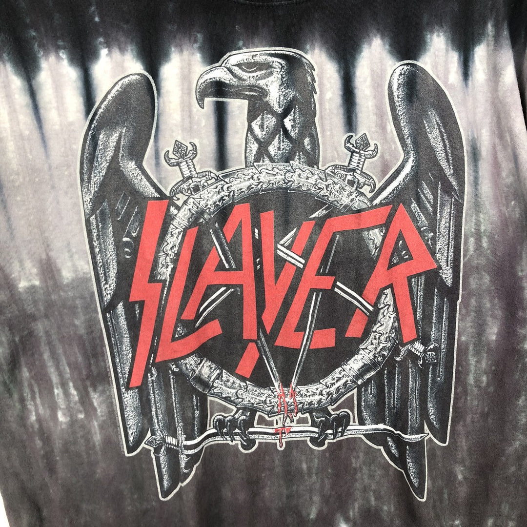 Liquid Blue Slayer Tie-Dye Pattern Band T-Shirt (Men's XXL equivalent) cotton black type Vintage Second Hand