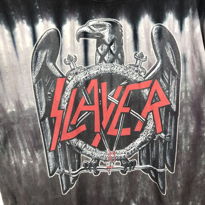Liquid Blue Slayer Tie-Dye Pattern Band T-Shirt (Men's XXL equivalent) cotton black type Vintage Second Hand