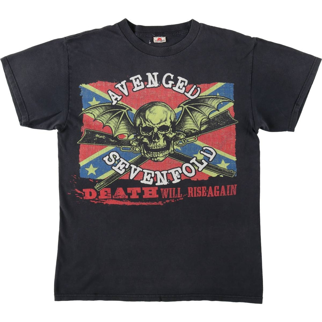 ALSTYLE AVENGED SEVENFOLD Skull Pattern Band T-Shirt (Men's Size M) cotton black type Vintage Second Hand