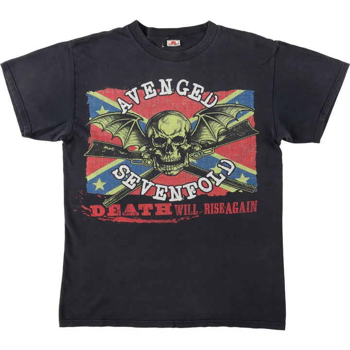 ALSTYLE AVENGED SEVENFOLD Skull Pattern Band T-Shirt (Men's Size M) cotton black type Vintage Second Hand