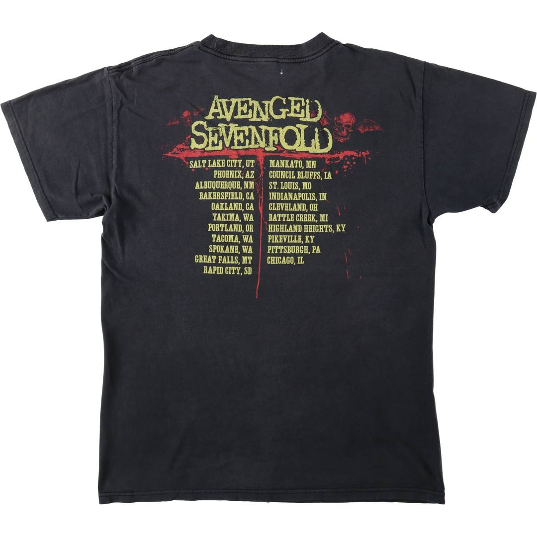 ALSTYLE AVENGED SEVENFOLD Skull Pattern Band T-Shirt (Men's Size M) cotton black type Vintage Second Hand