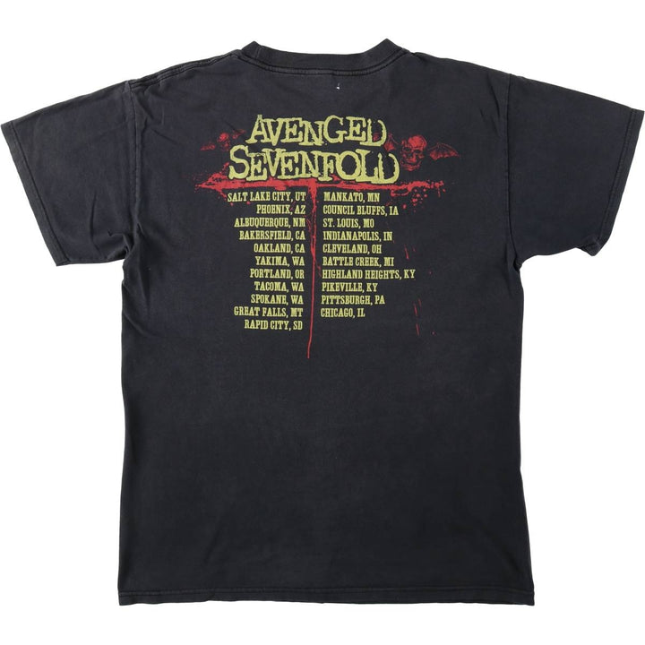ALSTYLE AVENGED SEVENFOLD Skull Pattern Band T-Shirt (Men's Size M) cotton black type Vintage Second Hand