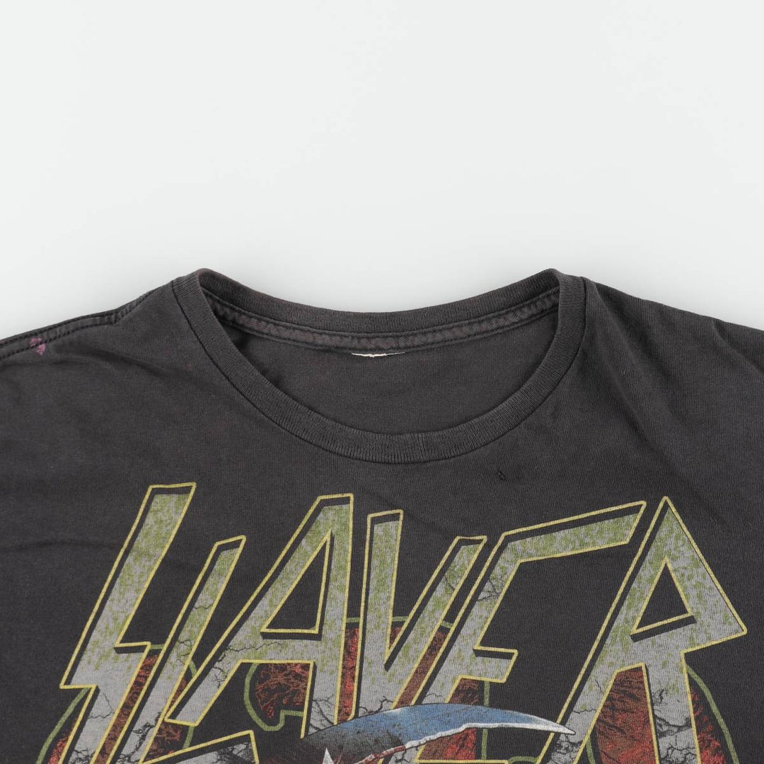 SLAYER Band T-shirt, Men's L size unclear black type Vintage Second Hand
