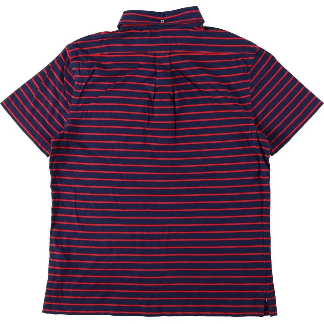 Ralph Lauren short-sleeved striped polo shirt, men's size M (approx.) cotton navy blue type Vintage Second Hand