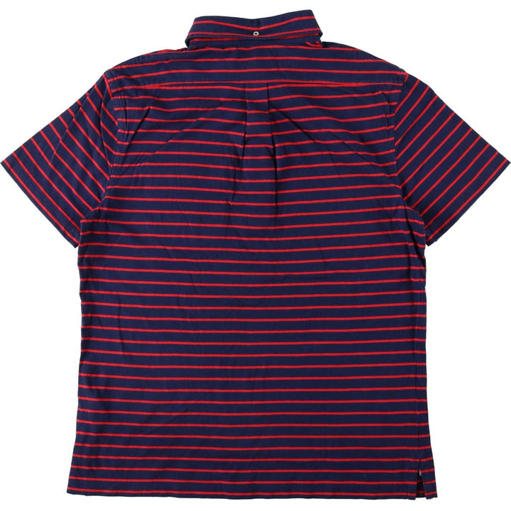 Ralph Lauren short-sleeved striped polo shirt, men's size M (approx.) cotton navy blue type Vintage Second Hand