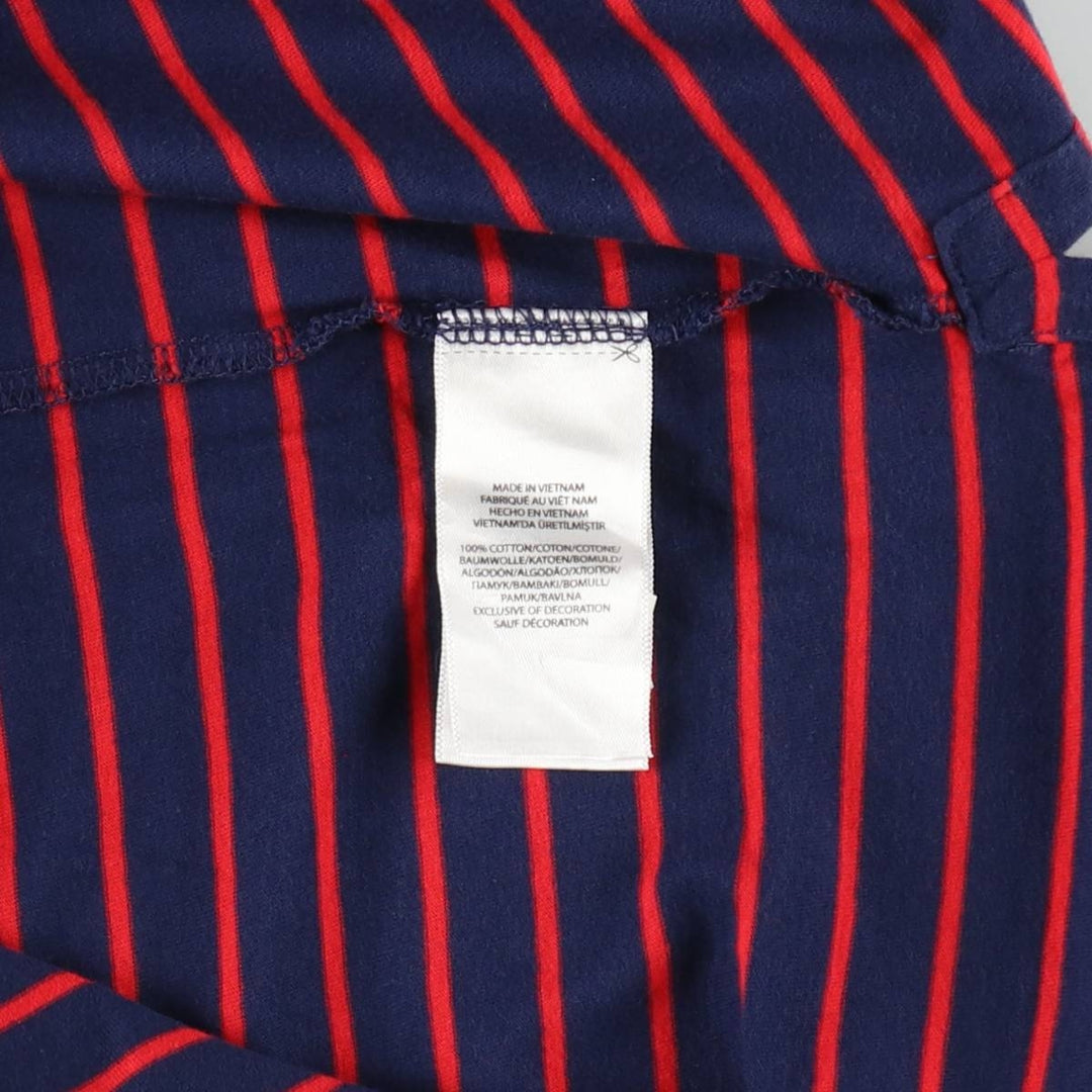 Ralph Lauren short-sleeved striped polo shirt, men's size M (approx.) cotton navy blue type Vintage Second Hand