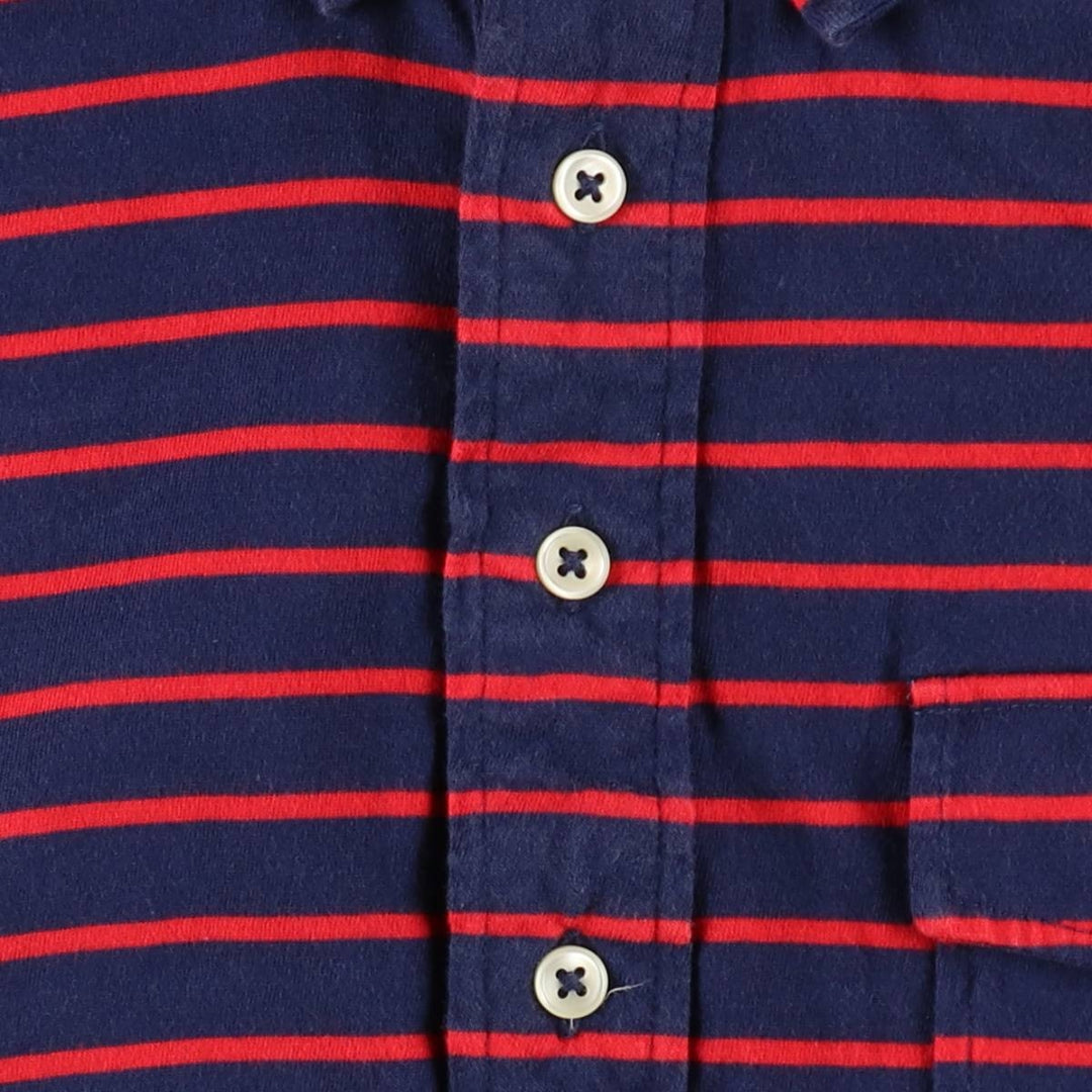 Ralph Lauren short-sleeved striped polo shirt, men's size M (approx.) cotton navy blue type Vintage Second Hand