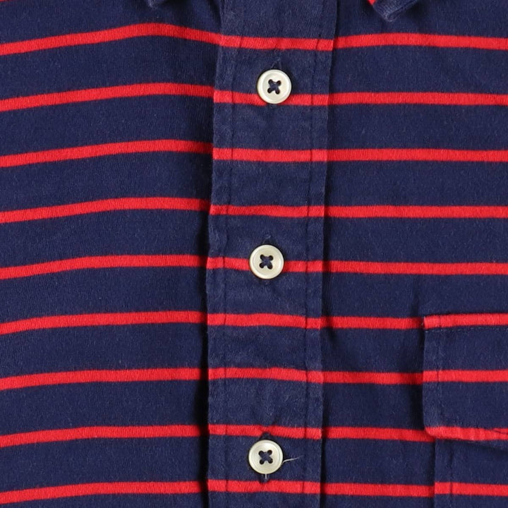 Ralph Lauren short-sleeved striped polo shirt, men's size M (approx.) cotton navy blue type Vintage Second Hand