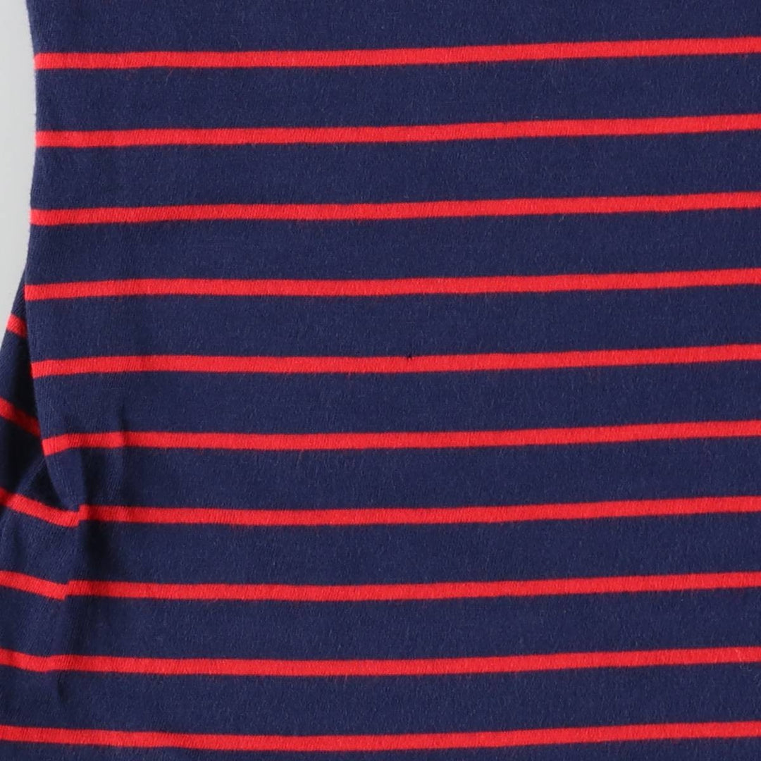Ralph Lauren short-sleeved striped polo shirt, men's size M (approx.) cotton navy blue type Vintage Second Hand