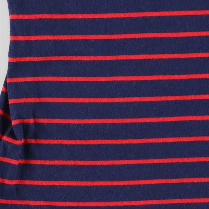 Ralph Lauren short-sleeved striped polo shirt, men's size M (approx.) cotton navy blue type Vintage Second Hand