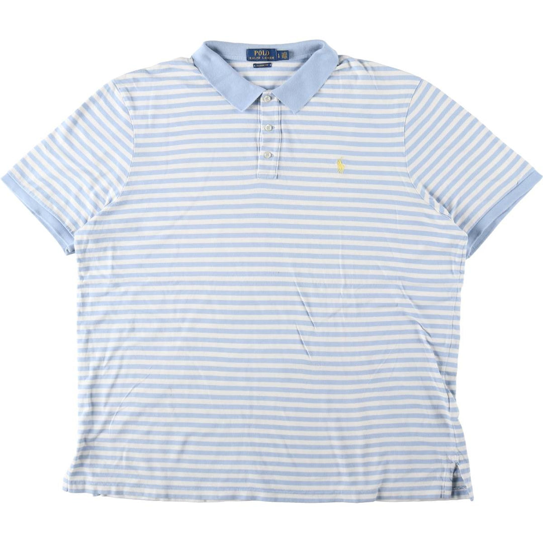 Ralph Lauren POLO RALPH LAUREN CLASSIC FIT short sleeve striped polo shirt men's size L cotton Blue type light blue Vintage Second Hand