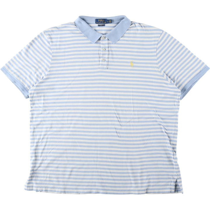 Ralph Lauren POLO RALPH LAUREN CLASSIC FIT short sleeve striped polo shirt men's size L cotton Blue type light blue Vintage Second Hand
