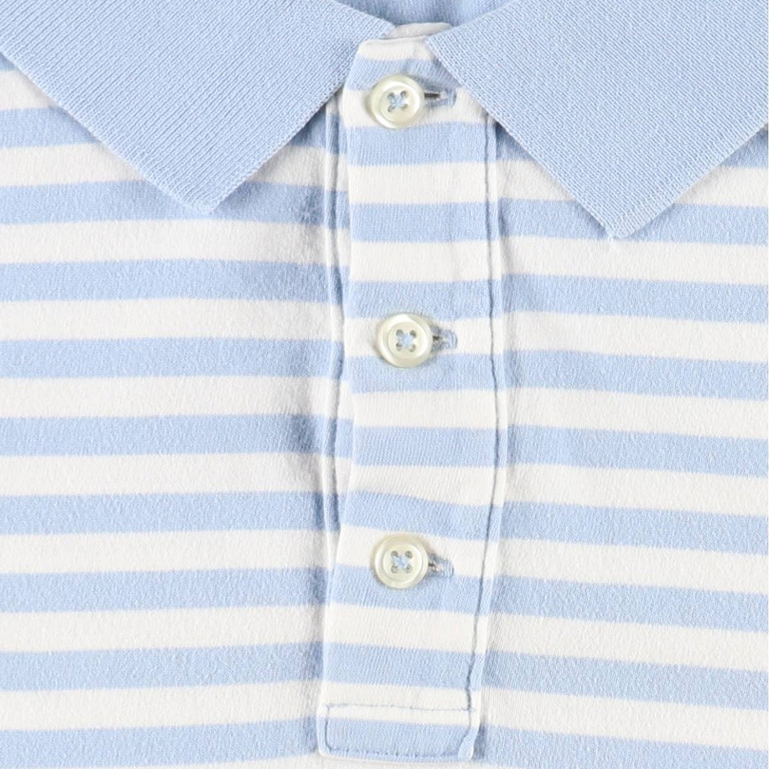 Ralph Lauren POLO RALPH LAUREN CLASSIC FIT short sleeve striped polo shirt men's size L cotton Blue type light blue Vintage Second Hand
