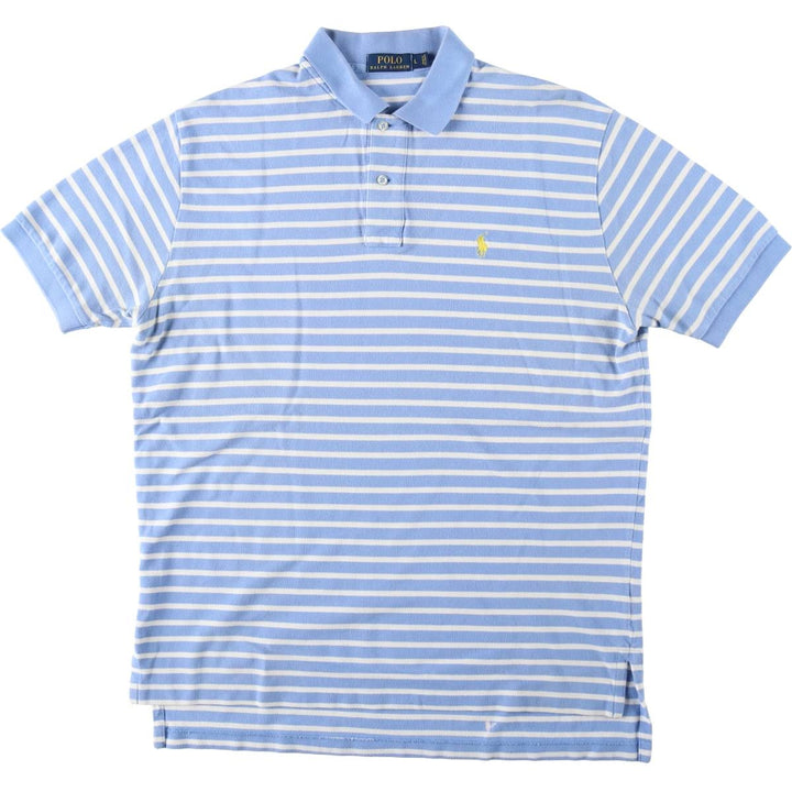 Ralph Lauren POLO RALPH LAUREN Short Sleeve Striped Polo Shirt Men's Size L cotton Blue type light blue Vintage Second Hand