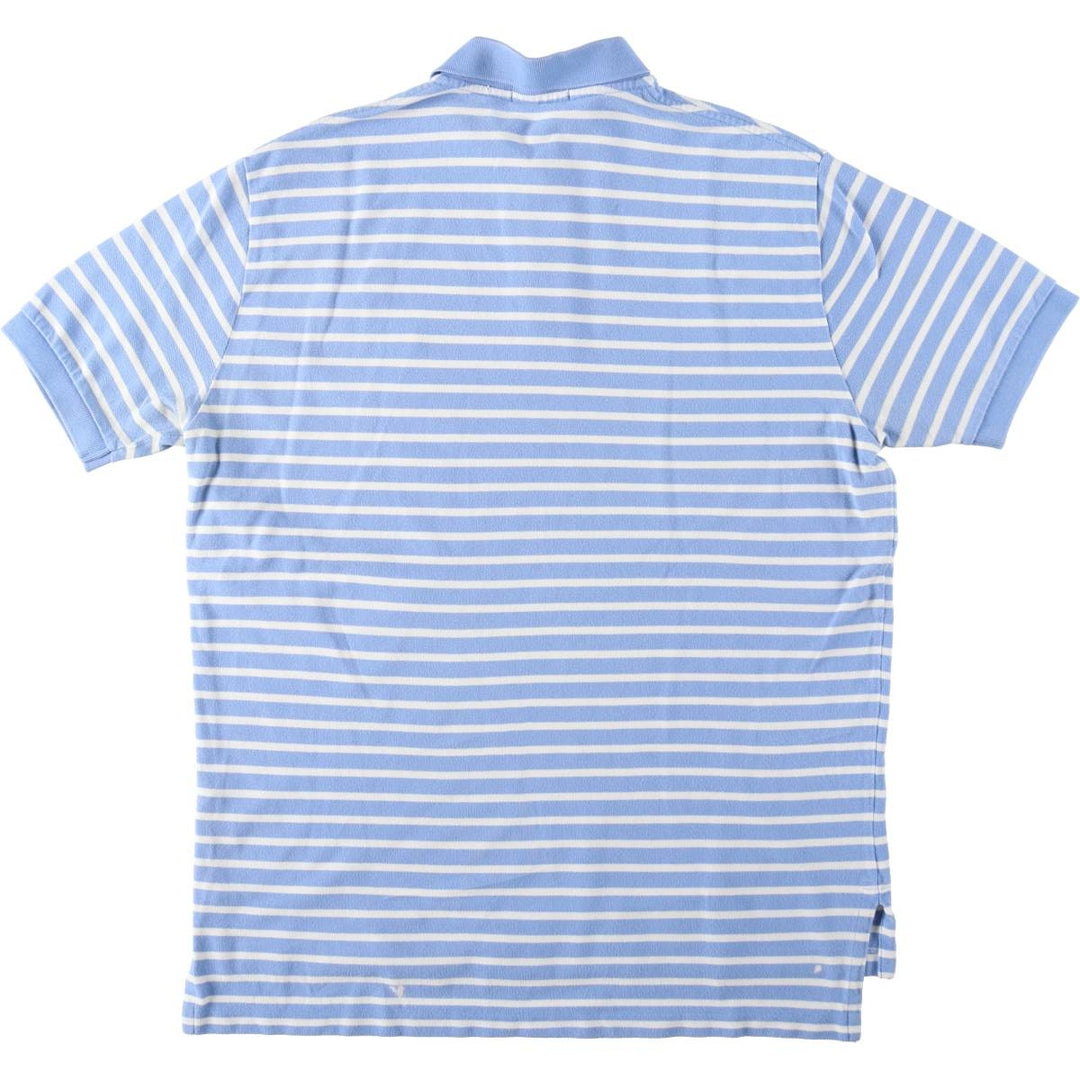 Ralph Lauren POLO RALPH LAUREN Short Sleeve Striped Polo Shirt Men's Size L cotton Blue type light blue Vintage Second Hand