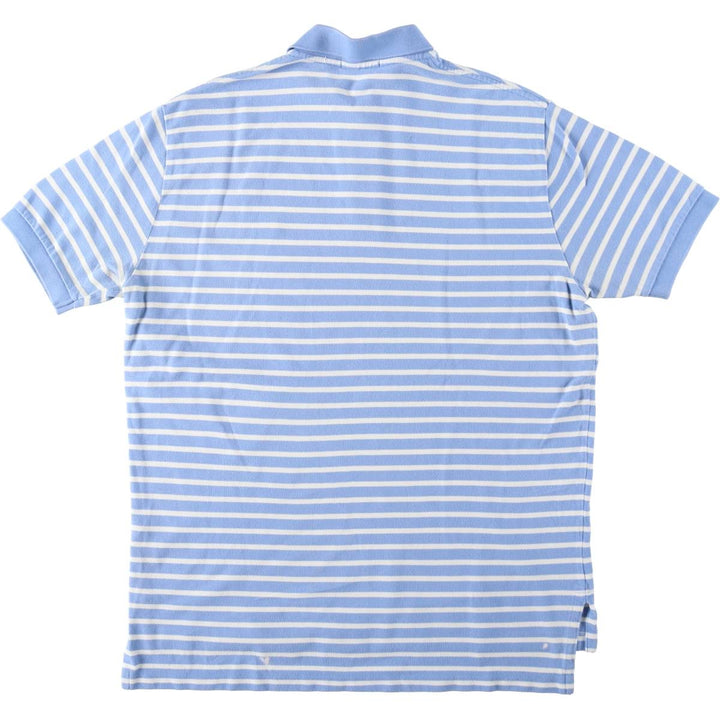 Ralph Lauren POLO RALPH LAUREN Short Sleeve Striped Polo Shirt Men's Size L cotton Blue type light blue Vintage Second Hand